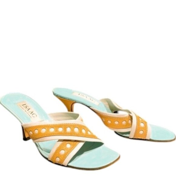 Isaac Mizrahi Open Toe Sandals Kitten Heels - Picture 3 of 5